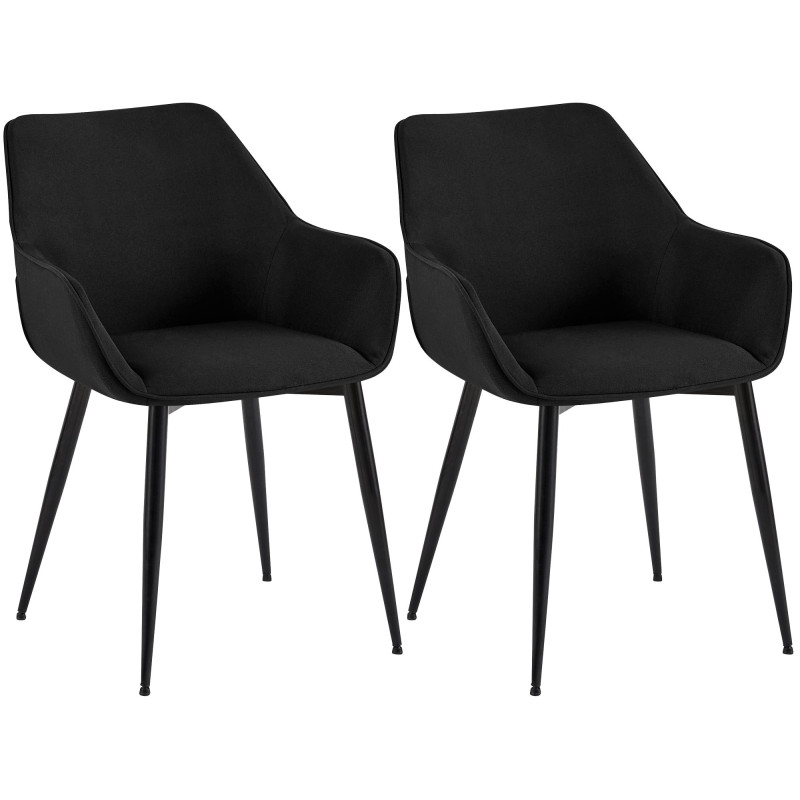 Ensemble de 2 chaises de salle à manger Luena, tissu, noir