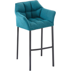 Tabouret de bar Damaso B en tissu avec structure à 4 pieds turquoise