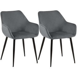 Ensemble de 2 chaises de salle à manger Luena en velours gris foncé