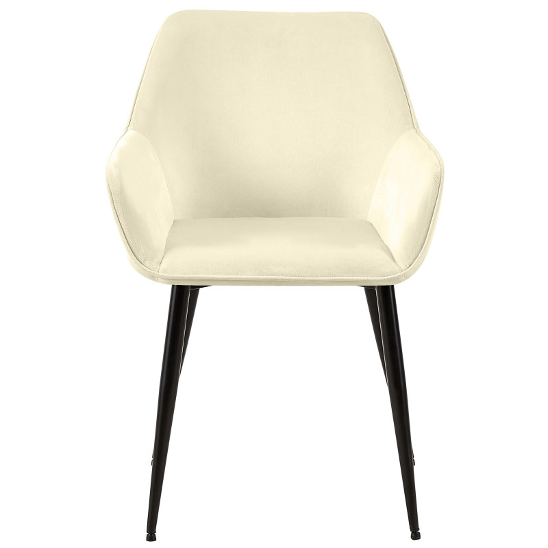 Conjunto de 2 cadeiras de sala de jantar Luena em veludo creme