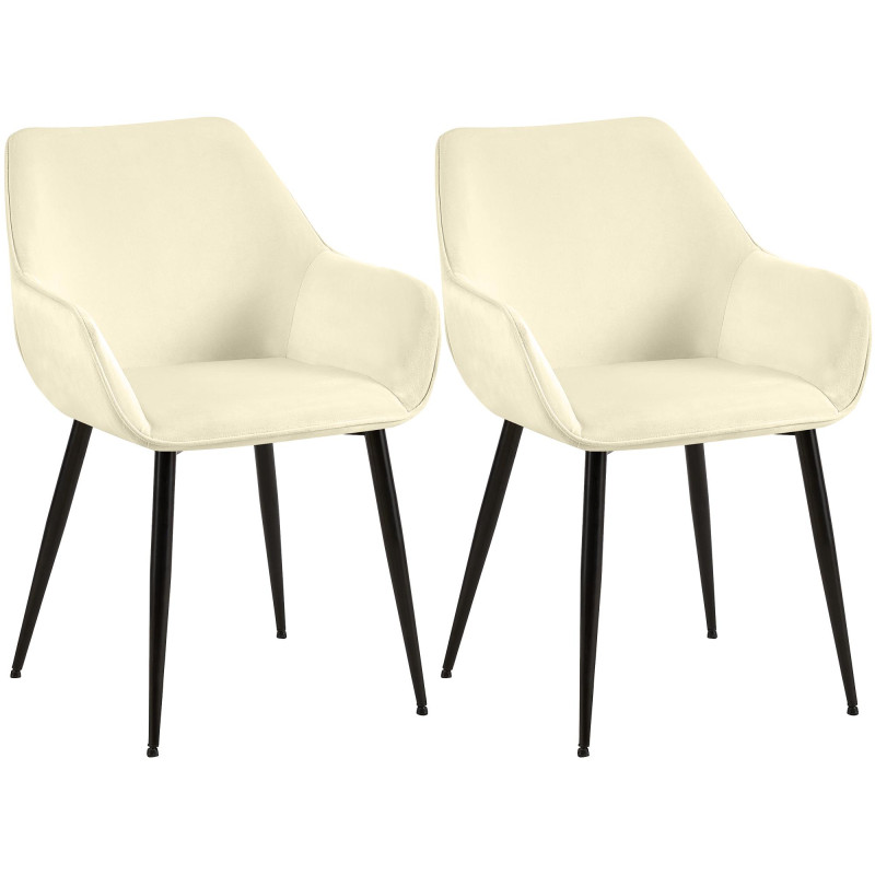 Ensemble de 2 chaises de salle à manger Luena en velours crème