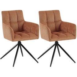 Ensemble de 2 chaises de salle à manger Jonah, en tissu, orange