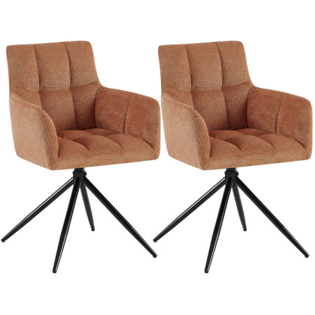 Conjunto de 2 sillas de comedor Jonah, en tela, naranja