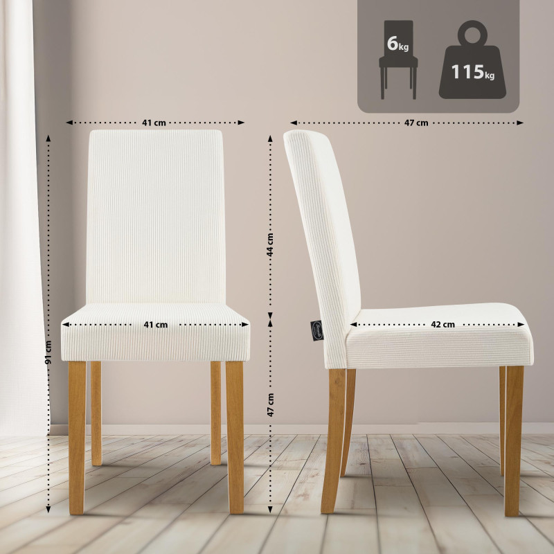 Conjunto de 2 cadeiras de jantar Ina Cord creme claro antigo