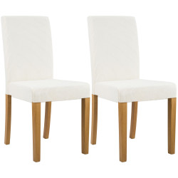 Conjunto de 2 cadeiras de jantar Ina Cord creme claro antigo