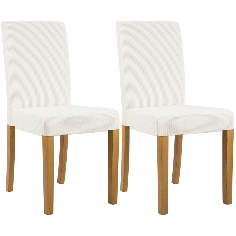 Conjunto de 2 cadeiras de jantar Ina Cord creme claro antigo