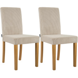Ensemble de 2 chaises de salle à manger Ina Cord marron clair antique