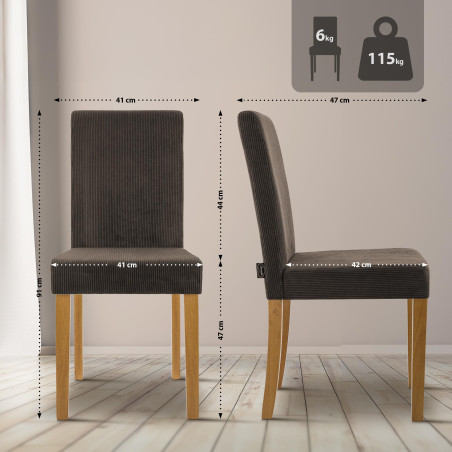 Conjunto de 2 cadeiras de jantar Ina Cord castanho claro antigo