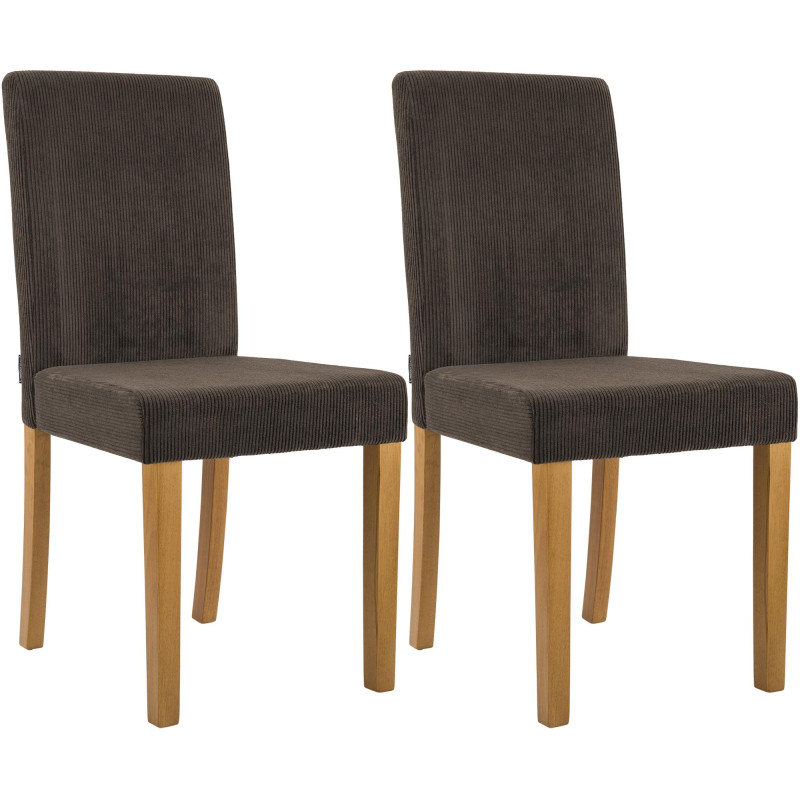 Ensemble de 2 chaises de salle à manger Ina Cord marron clair antique