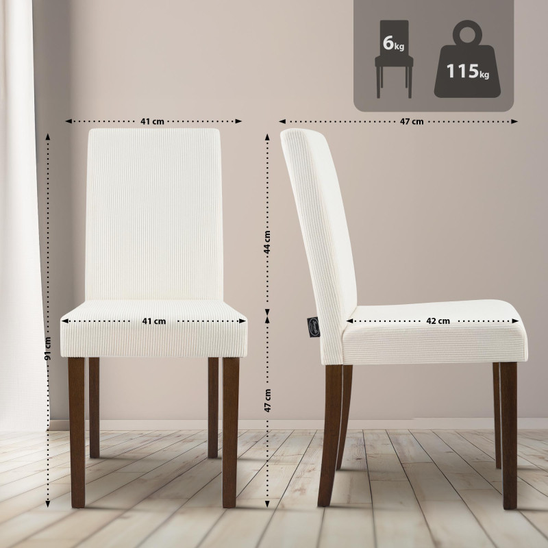 Conjunto de 2 cadeiras de jantar Ina Cord creme escuro antigo