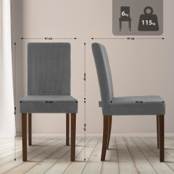 Ensemble de 2 chaises de salle à manger Ina Cord gris foncé antique