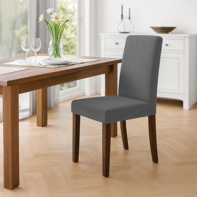 Ensemble de 2 chaises de salle à manger Ina Cord gris foncé antique