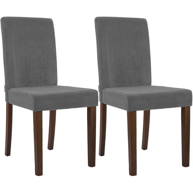 Ensemble de 2 chaises de salle à manger Ina Cord gris foncé antique