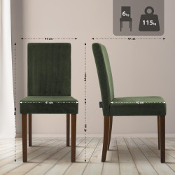 Conjunto de 2 sillas de comedor Ina Cord verde oscuro antiguo