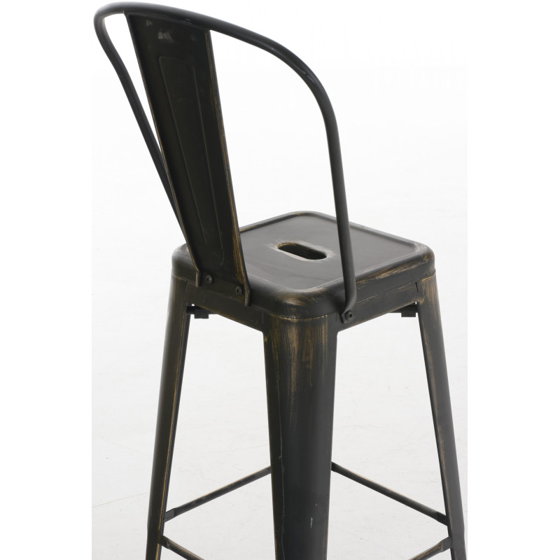 Ensemble de 4 tabourets de bar antiques Aiden noir et or