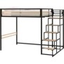 Lit mezzanine - 140x190 cm - MÈtal - Noir - Sommier inclus - LEON