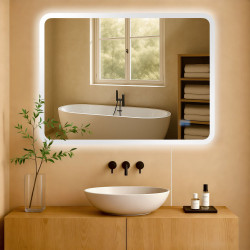 Specchio da bagno Jericho 60x80 senza Bluetooth in vetro trasparente