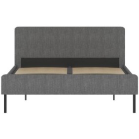 Lit adulte SIME - 140 x 190 cm - Sommier inclus - Gris