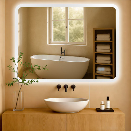 Espejo de baño Jericho 70x100 sin Bluetooth, vidrio transparente