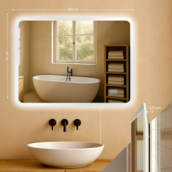 Espejo de baño Jericho 70x100 sin Bluetooth, vidrio transparente