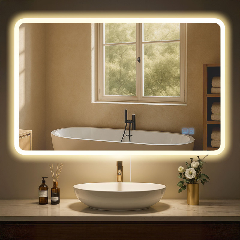 Espejo de baño Jericho 70x100 sin Bluetooth, vidrio transparente