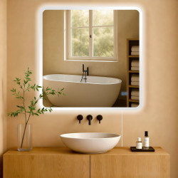 Specchio da bagno Jericho 80x80 senza Bluetooth, vetro trasparente