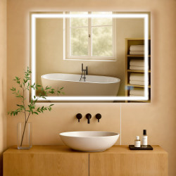 Specchio da bagno Jaffrey 60x80 senza Bluetooth, vetro trasparente