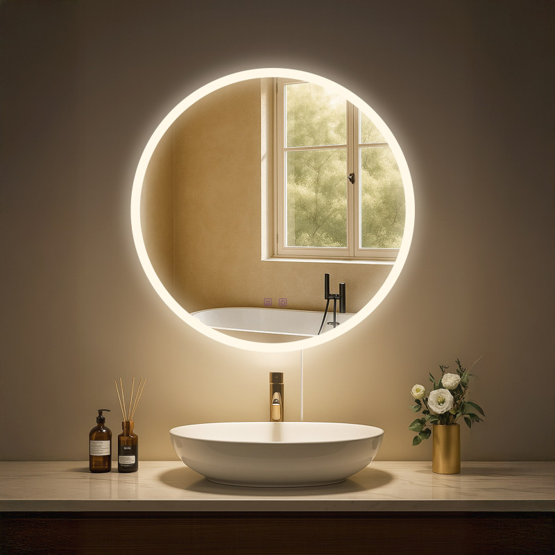 Specchio da bagno Laconia 60 con Bluetooth, vetro trasparente