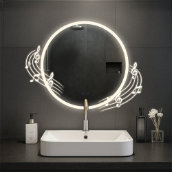 Specchio da bagno Laconia 60 con Bluetooth, vetro trasparente