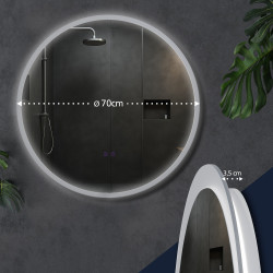 Espejo de baño Laconia 70 con Bluetooth, vidrio transparente