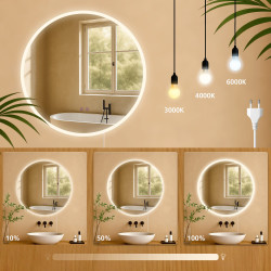 Miroir de salle de bain Laconia 70 sans Bluetooth, verre transparent