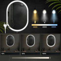 Miroir de salle de bain Karishma 70x50 sans Bluetooth en verre transparent