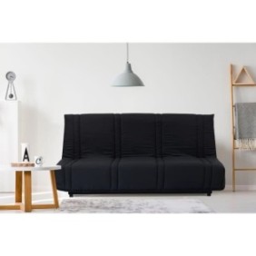 LENA Banquette clic clac 3 places - tissu Noir - Style contemporain - L 193 x P 92 cm