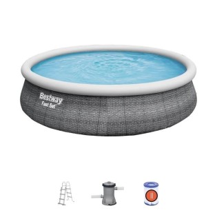 Kit Piscine hors sol autoportante BESTWAY - Fast Set - 457 x 107 cm - Ronde (Livrée avec pompe de filtration + échelle de sécuri