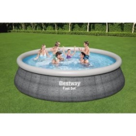 Kit Piscine hors sol autoportante BESTWAY - Fast Set - 457 x 107 cm - Ronde (Livrée avec pompe de filtration + échelle de sécuri