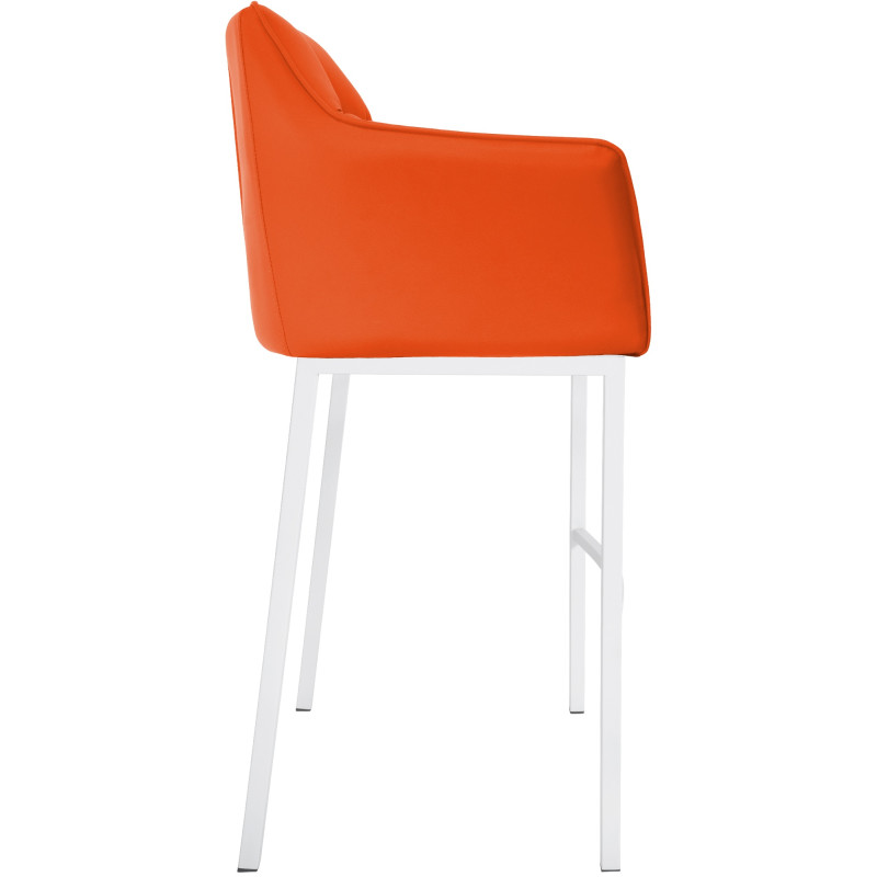 Tabouret de bar Damaso à 4 pieds, blanc orange