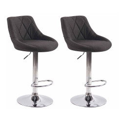 Ensemble de 2 tabourets de bar en tissu Lazio C gris foncé