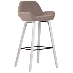 Tabouret de bar Newnan, tissu, structure à 4 pieds, blanc (chêne) taupe