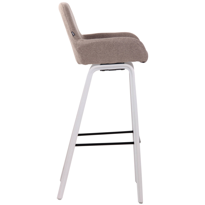 Tabouret de bar Newnan, tissu, structure à 4 pieds, blanc (chêne) taupe