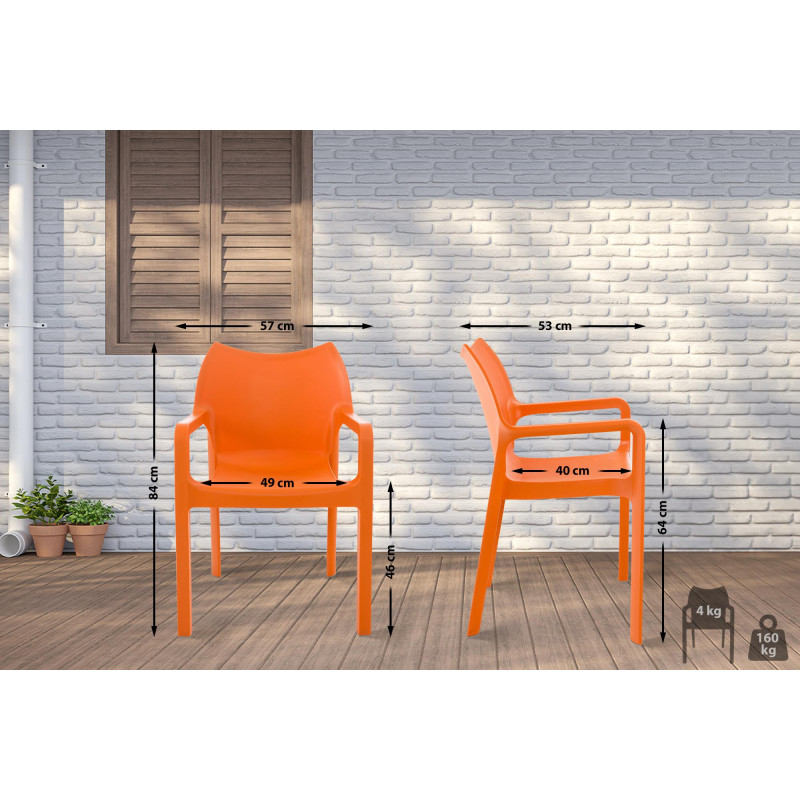 Lot de 2 chaises empilables DIVA orange