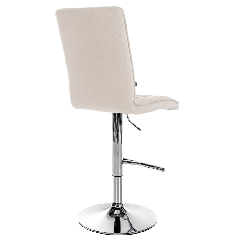 Tabouret de bar Peking V2 en tissu chromé crème