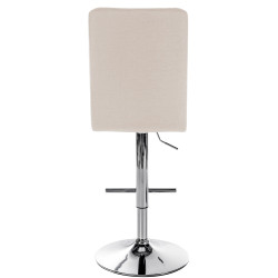 Tabouret de bar Peking V2 en tissu chromé crème