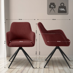 Chaise de salle à manger Olema Cord bordeaux