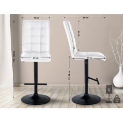 Tabouret de bar Peking V2, similicuir noir blanc