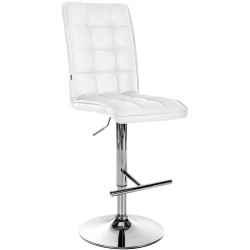 Tabouret de bar Peking V2 en similicuir chromé blanc