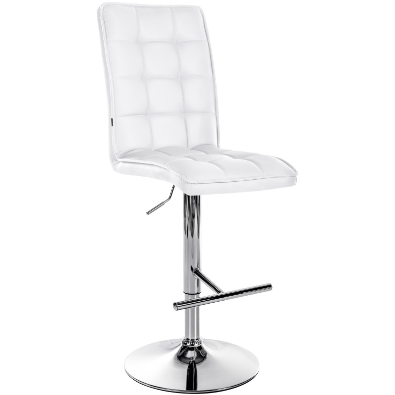 Tabouret de bar Peking V2 en similicuir chromé blanc