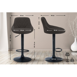 Tabouret de bar Lazio, tissu noir gris foncé