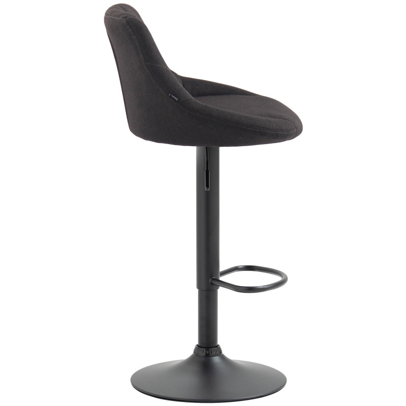 Tabouret de bar Lazio, tissu noir gris foncé
