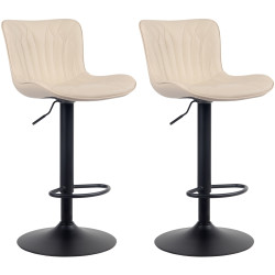Ensemble de 2 tabourets de bar Linus en similicuir crème