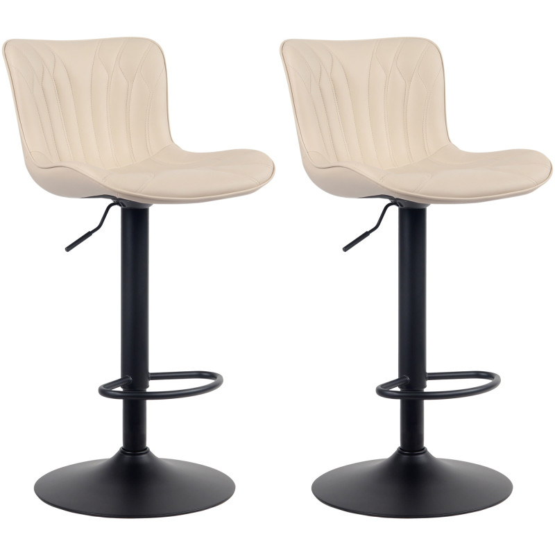 Ensemble de 2 tabourets de bar Linus en similicuir crème